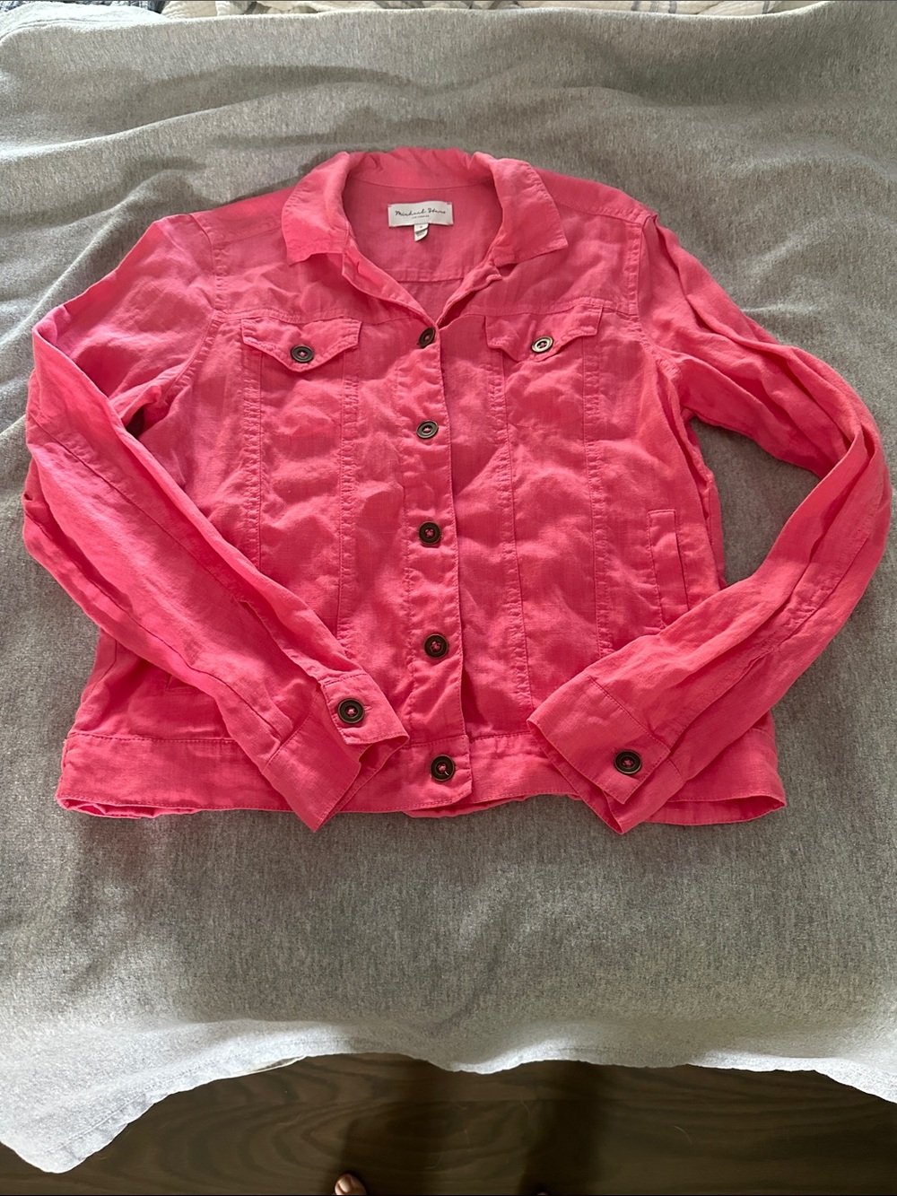 Michael Stars Linen Pink Button-Front Jacket